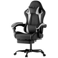 GAMING-STUHL ergonomisch PVC Black White - Weiß, Kunststoff (63/120.5/58.5cm) - Meubliv