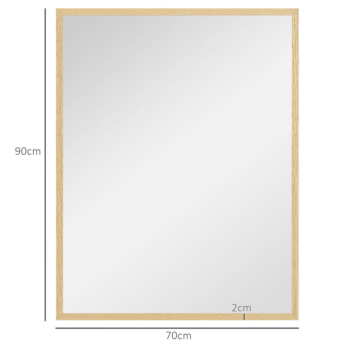 WANDSPIEGEL DE-14263 rechteckig 90x70 cm Natur - Naturfarben, Glas (70/90/2cm) - ComfortXL