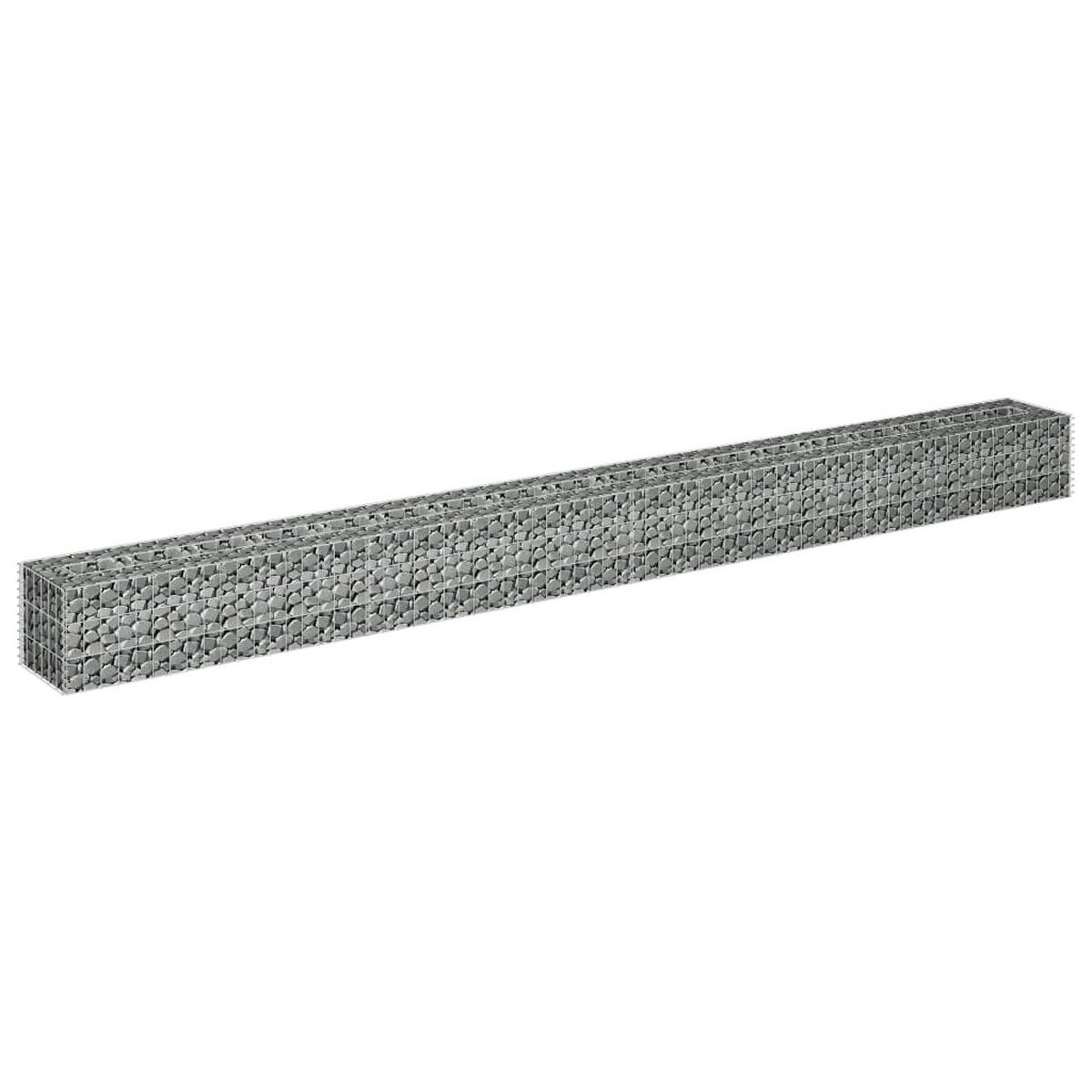 GABIONEN Hochbeet ROON aus Stahl | 360x30x30cm | Steinkorb Gabionengitter - Silberfarben, Metall (360/30/30cm) - DELUKE