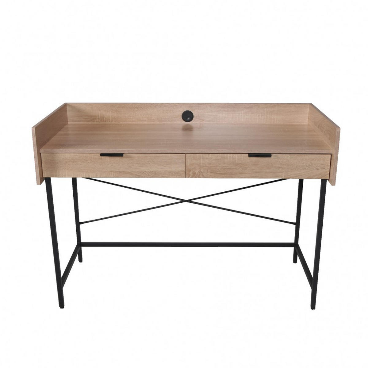 SCHREIBTISCH CAMPUS mit Schubladen/ Eiche Dekor und Schwarzes Metall - Schwarz/Sonoma Eiche, Holzwerkstoff/Metall (120/50/151cm) - Weber Industries