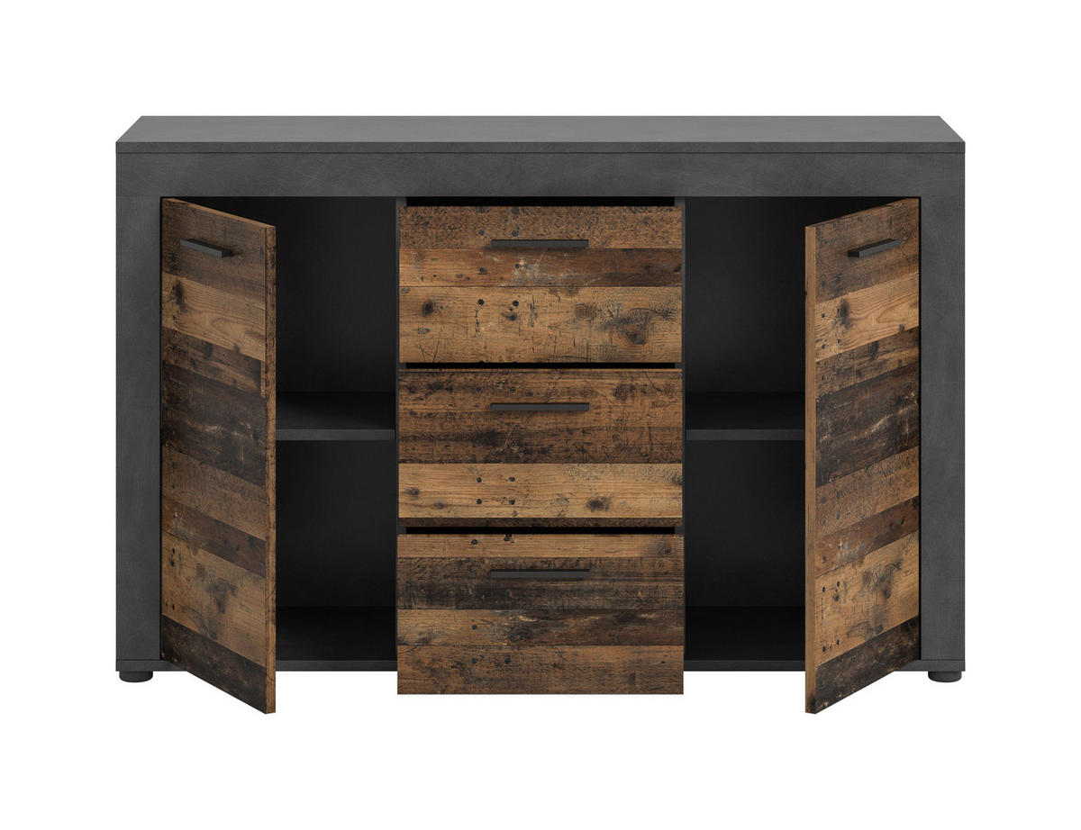 SIDEBOARD JAM (B/H/T: ca. 125/80/35 cm) in Matera/Old Wood Nachbildung - Naturfarben, Holzwerkstoff (125/80/35cm)