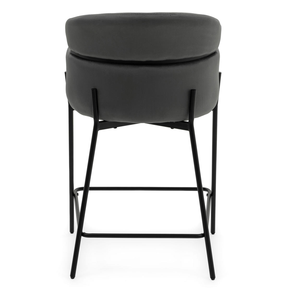 BARHOCKER BOLZANO gepolsterter mit Steppung - grau - Samt Velour - Schwarz/Grau, Textil/Metall (60/99/55cm) - NEW HOME
