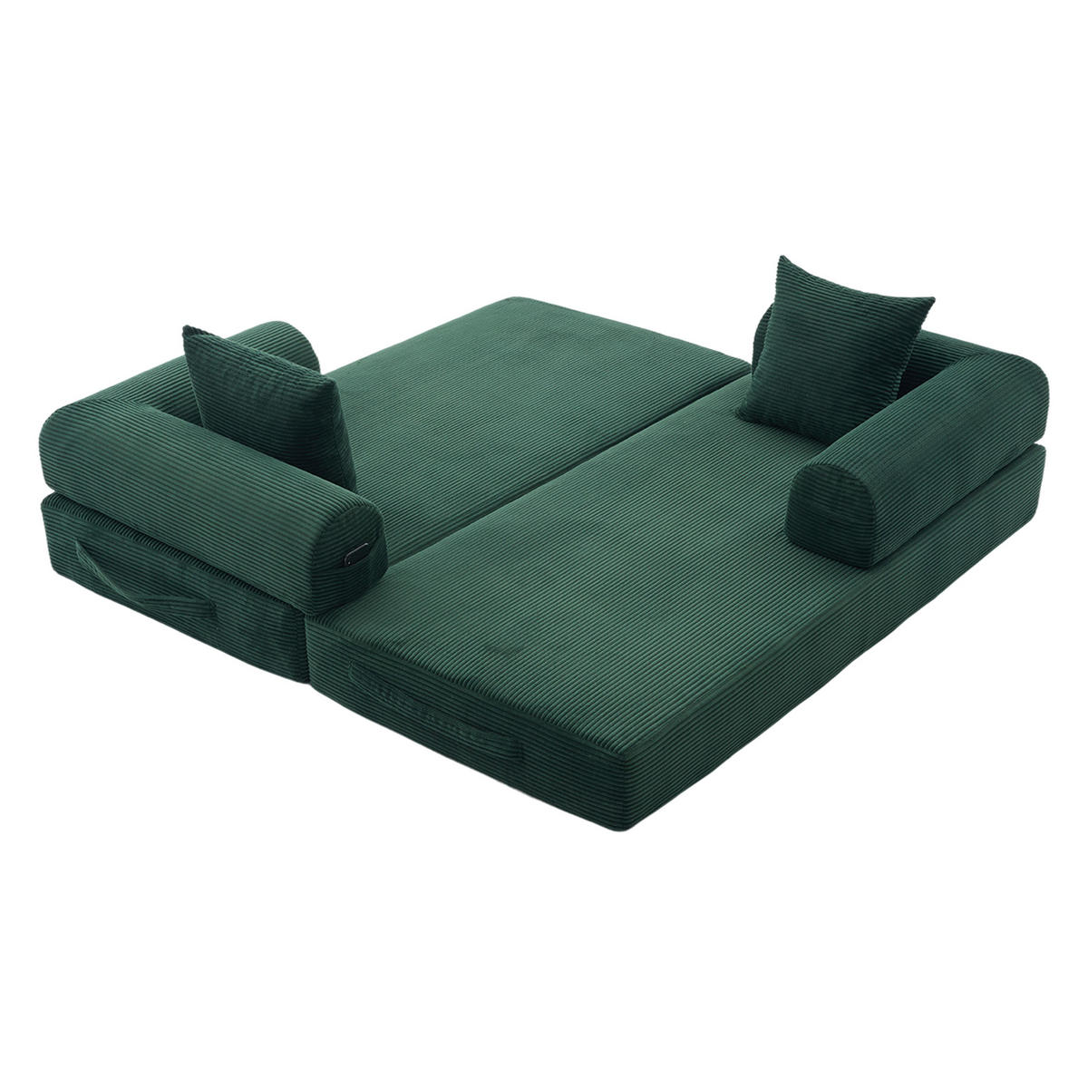 SOFA 3-Sitzer in Grün aus Cord mit modularem Design und Metallrahmen - Grün, Holzwerkstoff/Textil (200/67/94cm) - CHICFURN