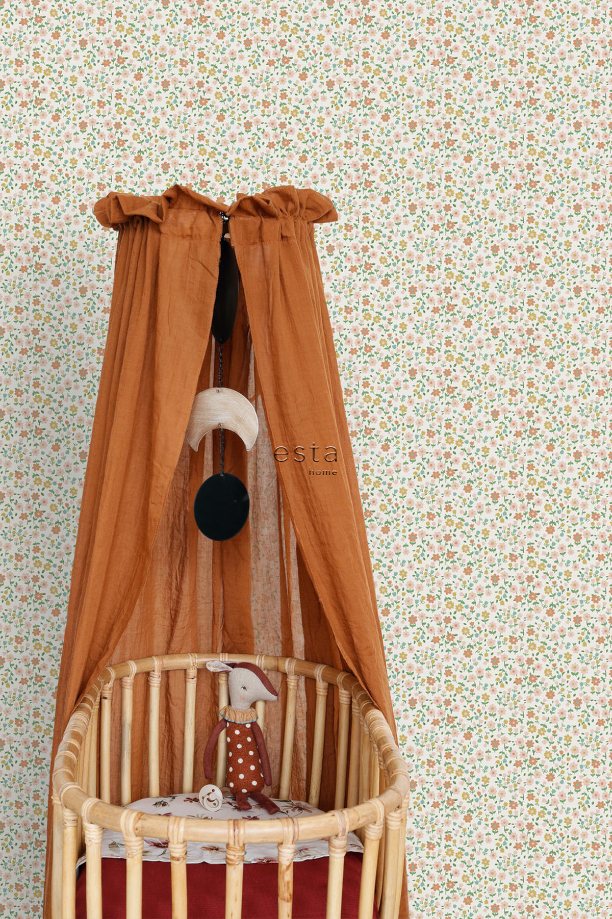 TAPETE Blumen 53 cm x 10.05 m - Weiß, Papier (53/0.1cm) - ESTAhome
