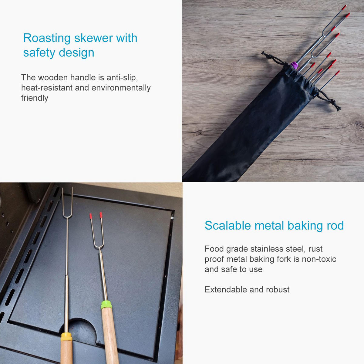 GRILLSPIEßE aus Edelstahl mit Aufbewahrungstasche (8-tlg. Set) - Multicolor, Metall (30cm)