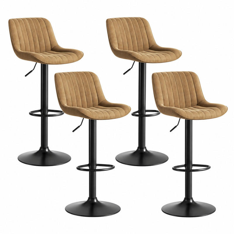 BARHOCKER höhenverstellbar 87-109 cm Samt Braun 4er-Set - Braun, Metall (46/86/47cm) - Meubliv
