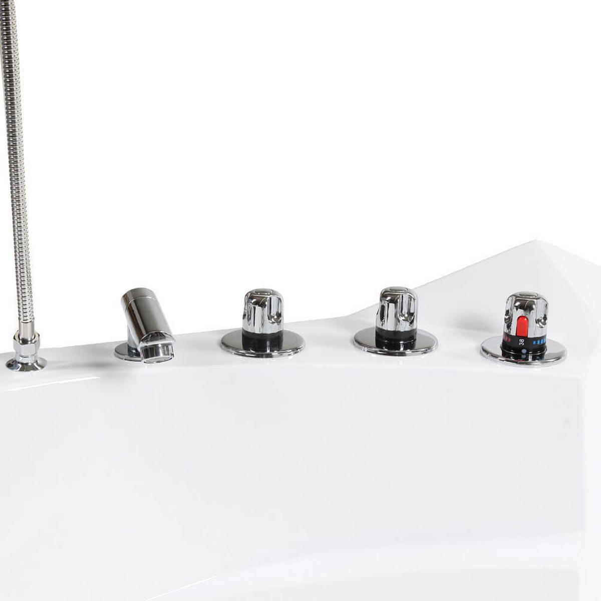 WHIRLPOOL LAGUNA L MINI - mit Glasscheibe, 135 x 135 cm - Weiß, Keramik (135/65/135cm) - Home Deluxe
