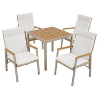 GARTENLOUNGE-SET für 4 Personen Garten-Essgruppe Gartenmöbel-Set mit 1 Tisch & 4 Stühle - Beige, Textil/Metall - STILVORA