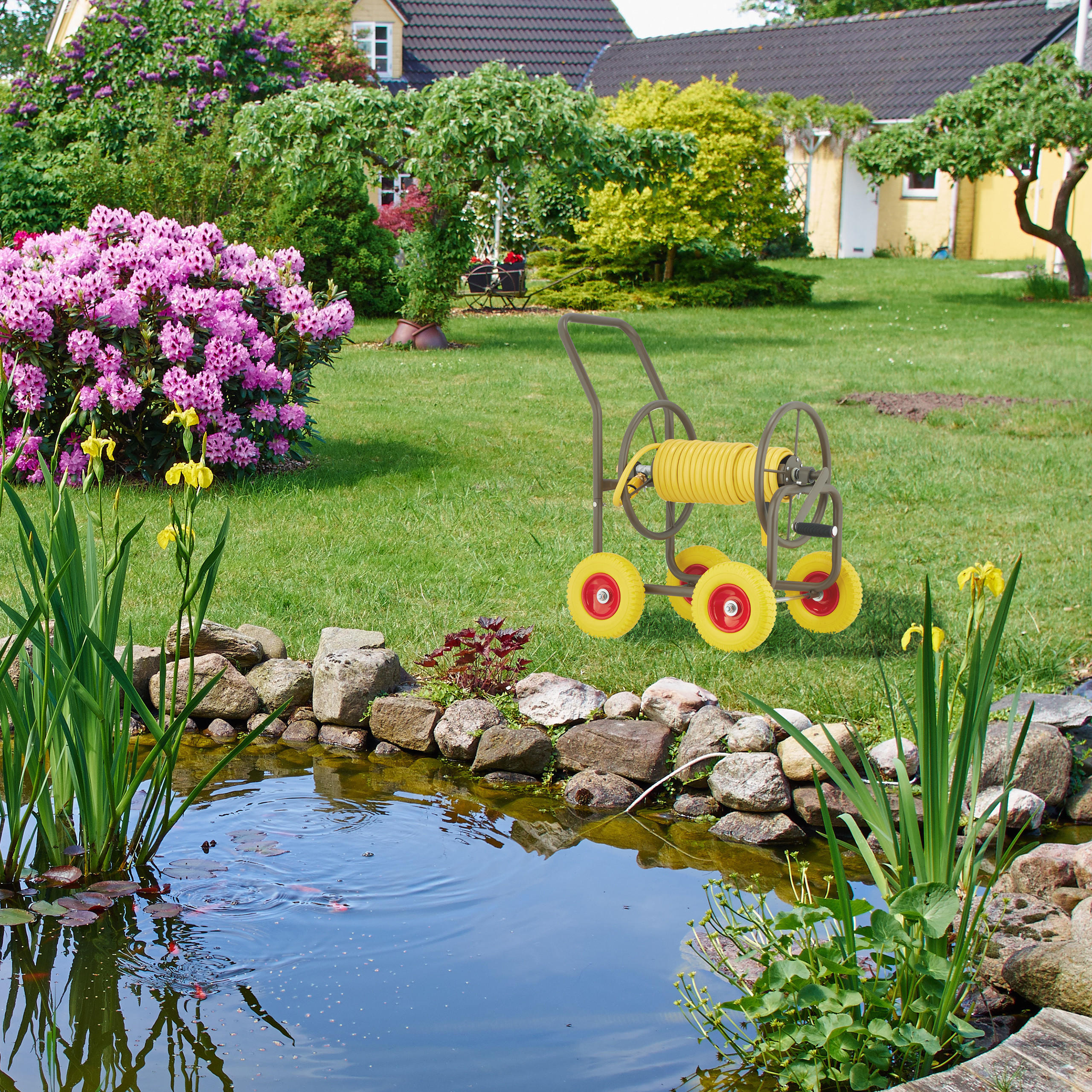 SCHLAUCHWAGEN - Braun, Kunststoff/Metall (50/83/80cm) - Relaxdays