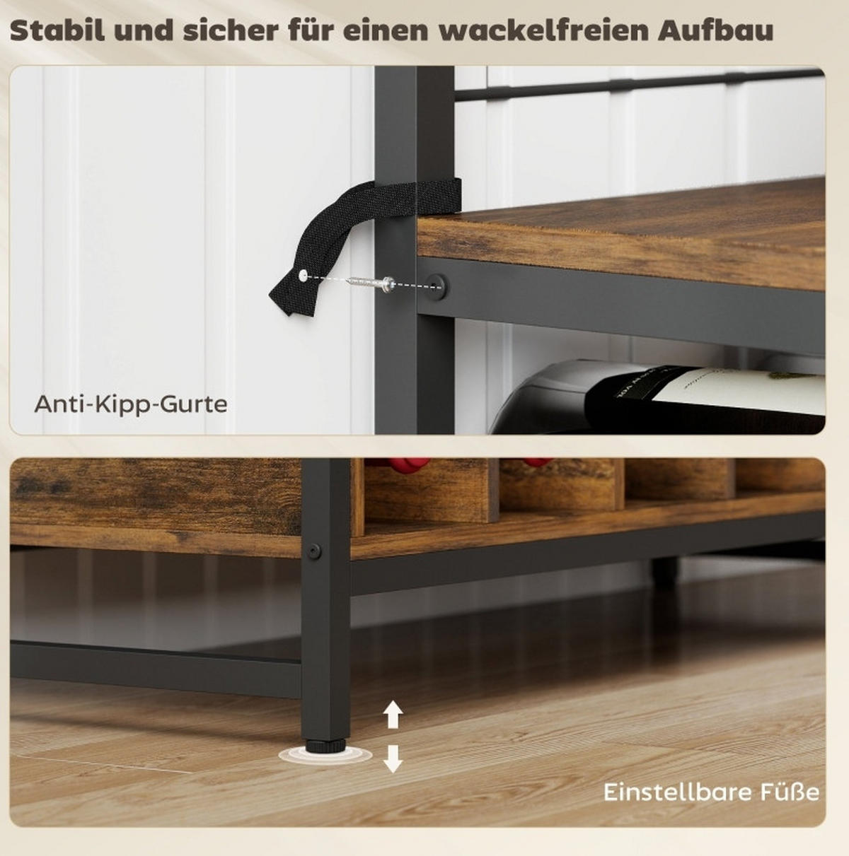 BUFFET 96,5/38/168 cm braun aus Holzwerkstoff mit Weinablage - Braun, Holz (96.5/165/38cm) - OKWISH