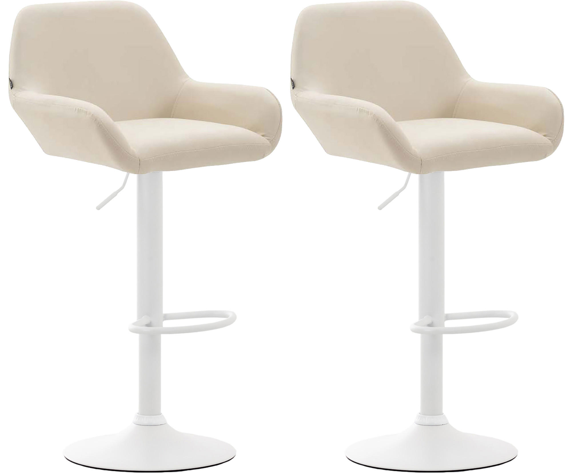 BARHOCKER 2er Set Lederlook creme - Creme/Weiß, Textil/Metall (51/89/52cm) - CLP