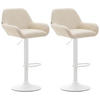 BARHOCKER 2er Set Lederlook creme - Creme/Weiß, Textil/Metall (51/89/52cm) - CLP