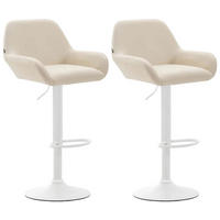 BARHOCKER 2er Set Lederlook creme - Creme/Weiß, Textil/Metall (51/89/52cm) - CLP