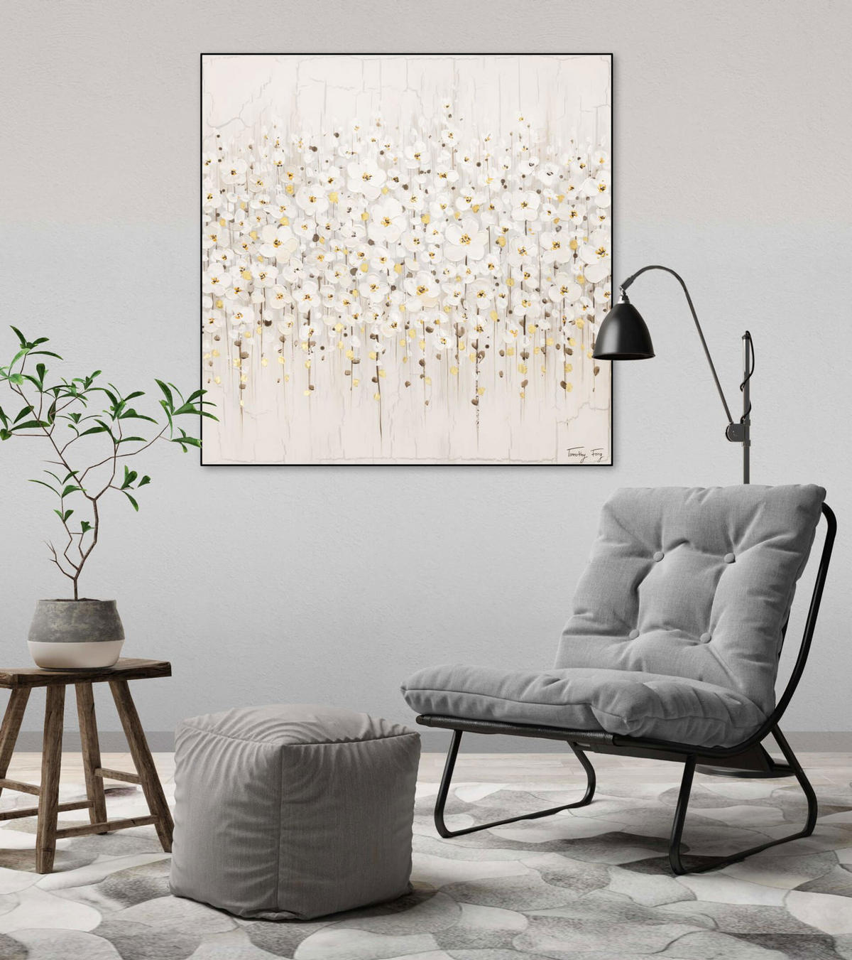 ACRYLBILD HANDGEMALT 80/80 cm - Schwarz, Holz/Textil (1.7/80cm) - KUNSTLOFT