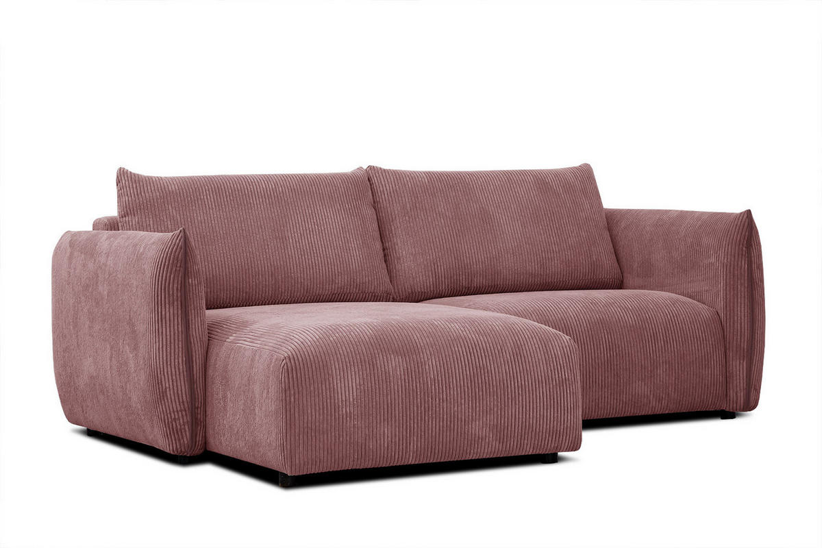 ECKSOFA TAUER 3-Sitzer, altrosa - Schwarz/Altrosa, Holzwerkstoff/Kunststoff (173/206cm) - Courtois Laville