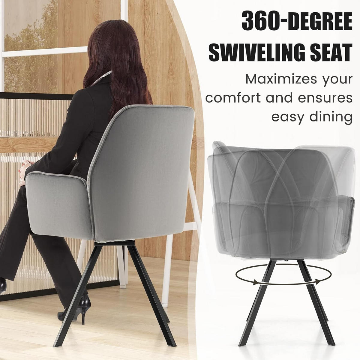 OTÁČAVÁ STOLIČKA 87 cm, sivá (sada 2 ks) - sivá, textil (63/87/59cm) - COSTWAY