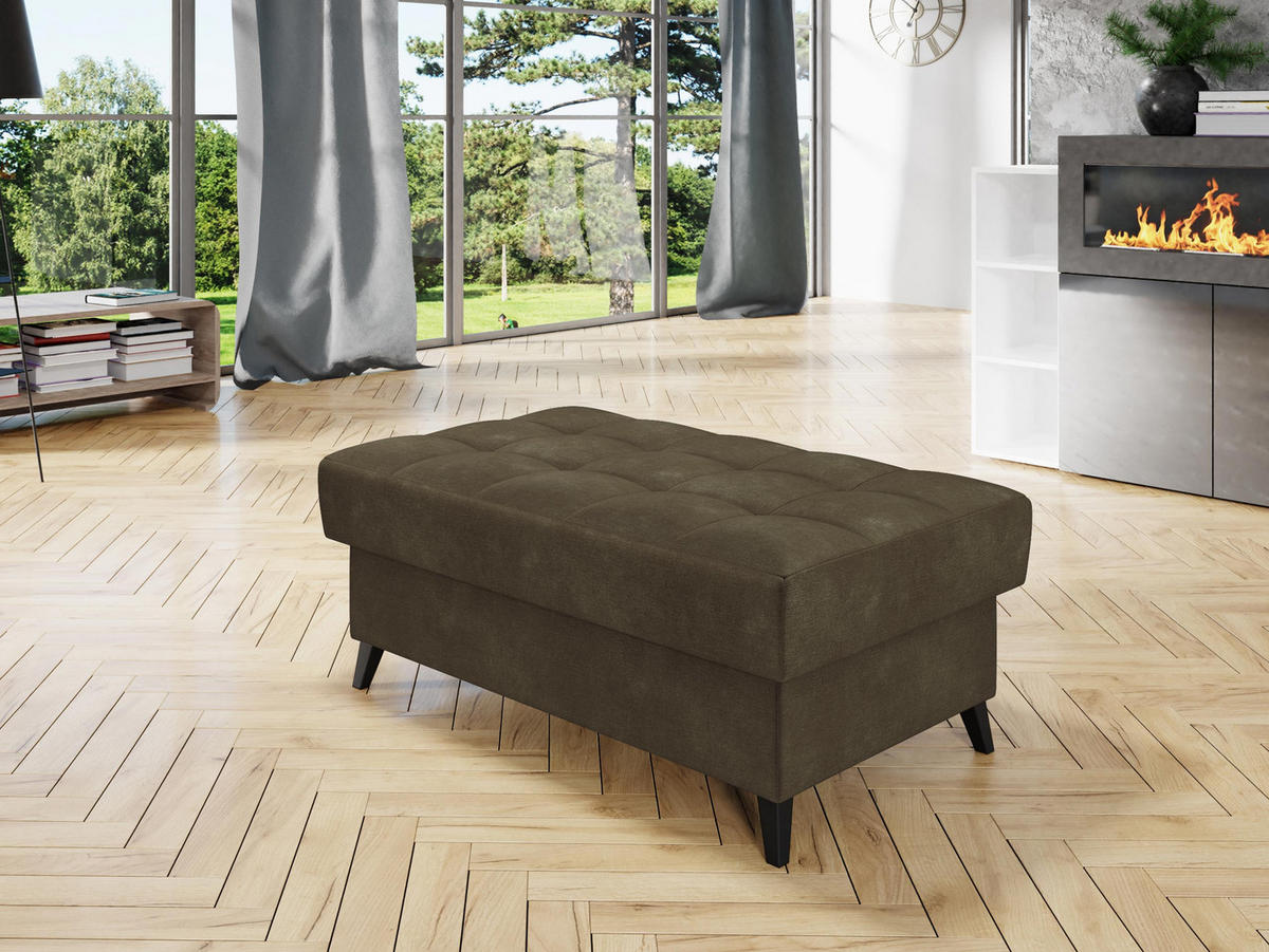 POLSTERHOCKER Nord - Dunkelbraun/Schwarz, Holz/Textil (106/44/67cm) - MIRJAN24