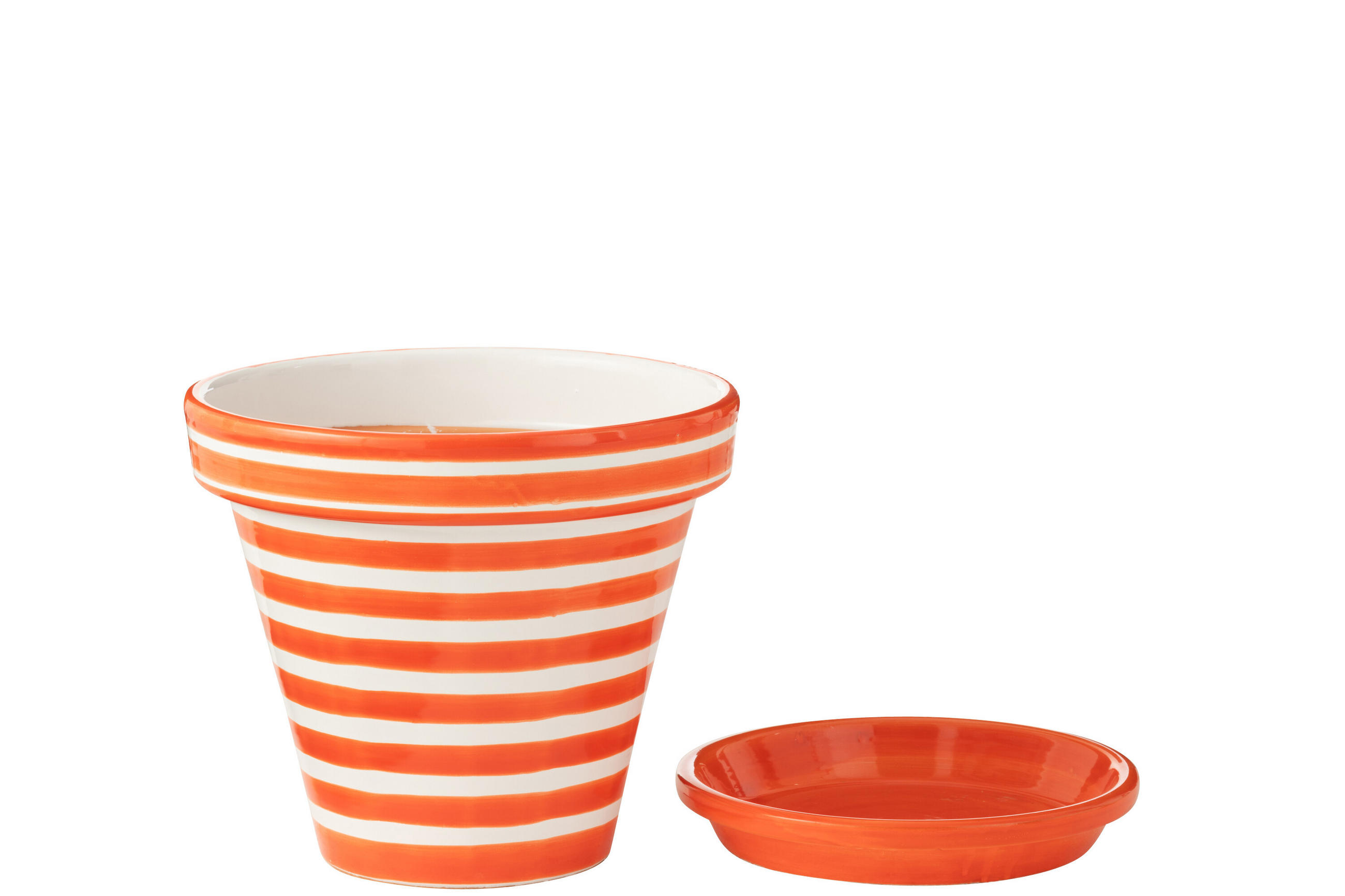 BLUMENTOPF GRANADA STRIPES - Töpferei - Orange - L - Ø 35 cm - Multicolor, Keramik (35/33cm) - J-Line