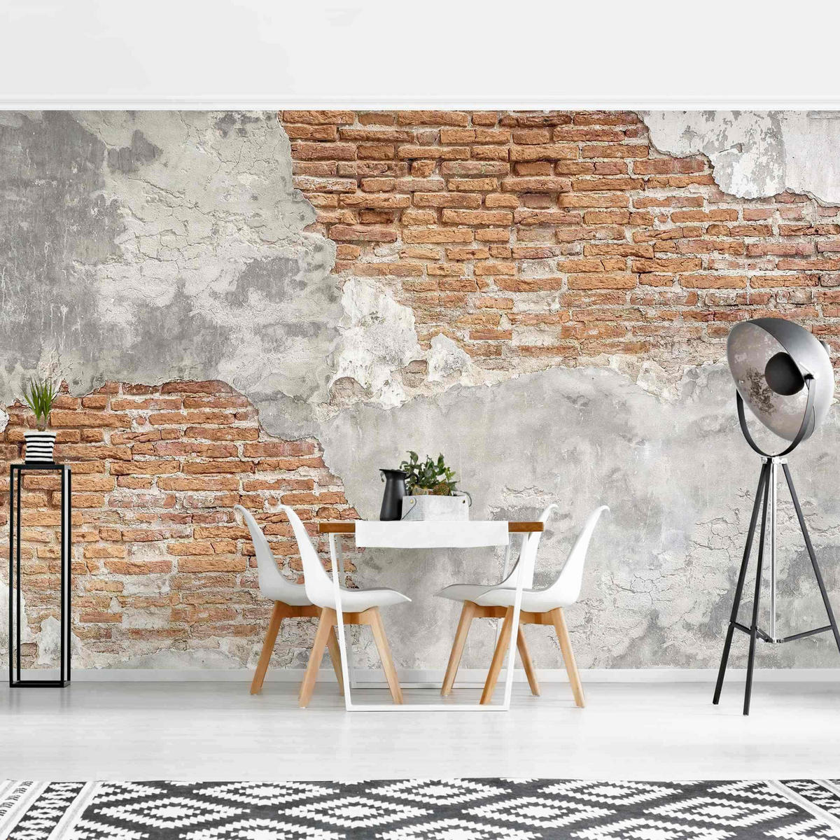 FOTOTAPETE Shabby Backstein Wand 336/225 cm - Braun, Papier (336/225cm) - Bilderwelten