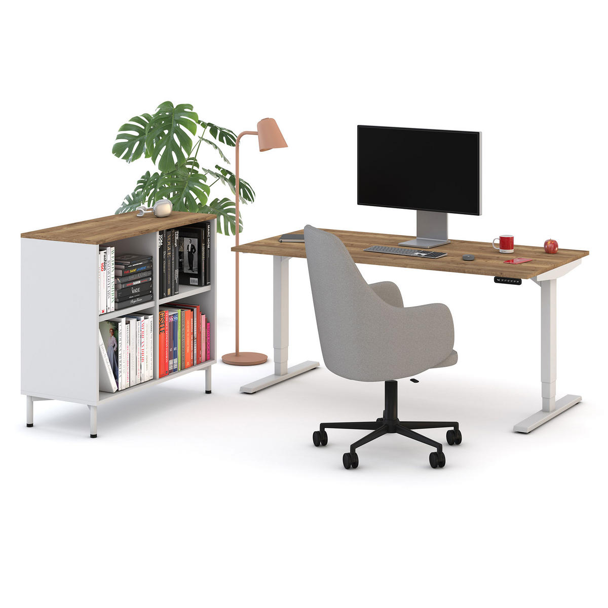 SCHALENSTUHL Consento Triest High Back gepolstert mit Rollen Beige - Beige, Textil (56/98/48cm) - ASSMANN
