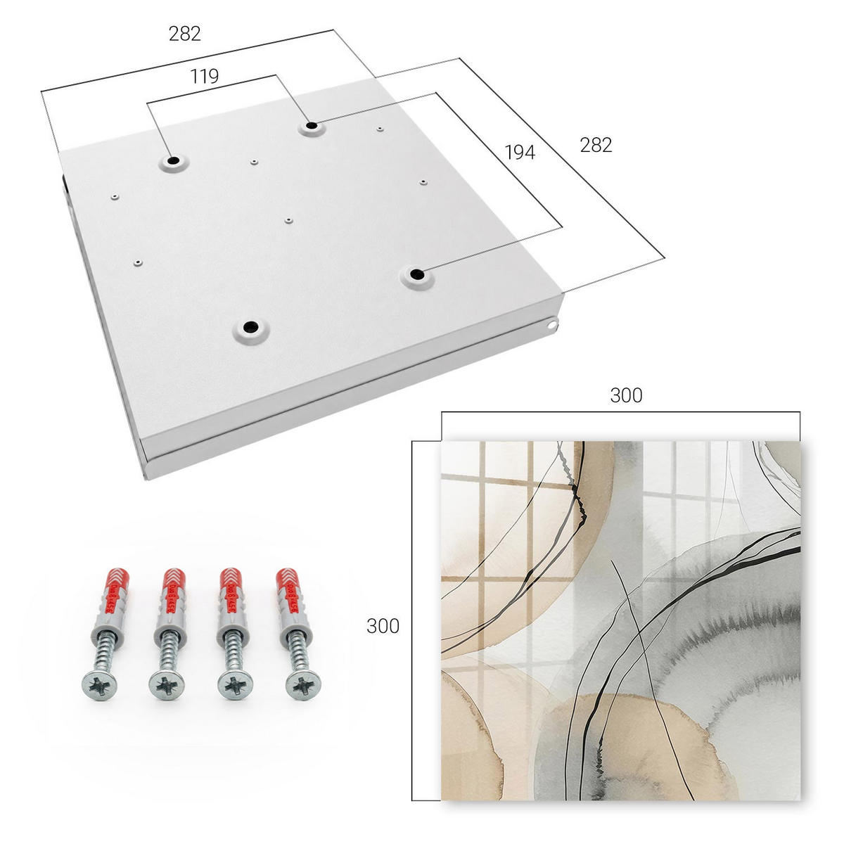 SCHLÜSSELBOX Weiß 30x30 cm – Türöffnung nach rechts - Beruhigende Eleganz - Beige, Metall (30/30/5cm) - TULUP