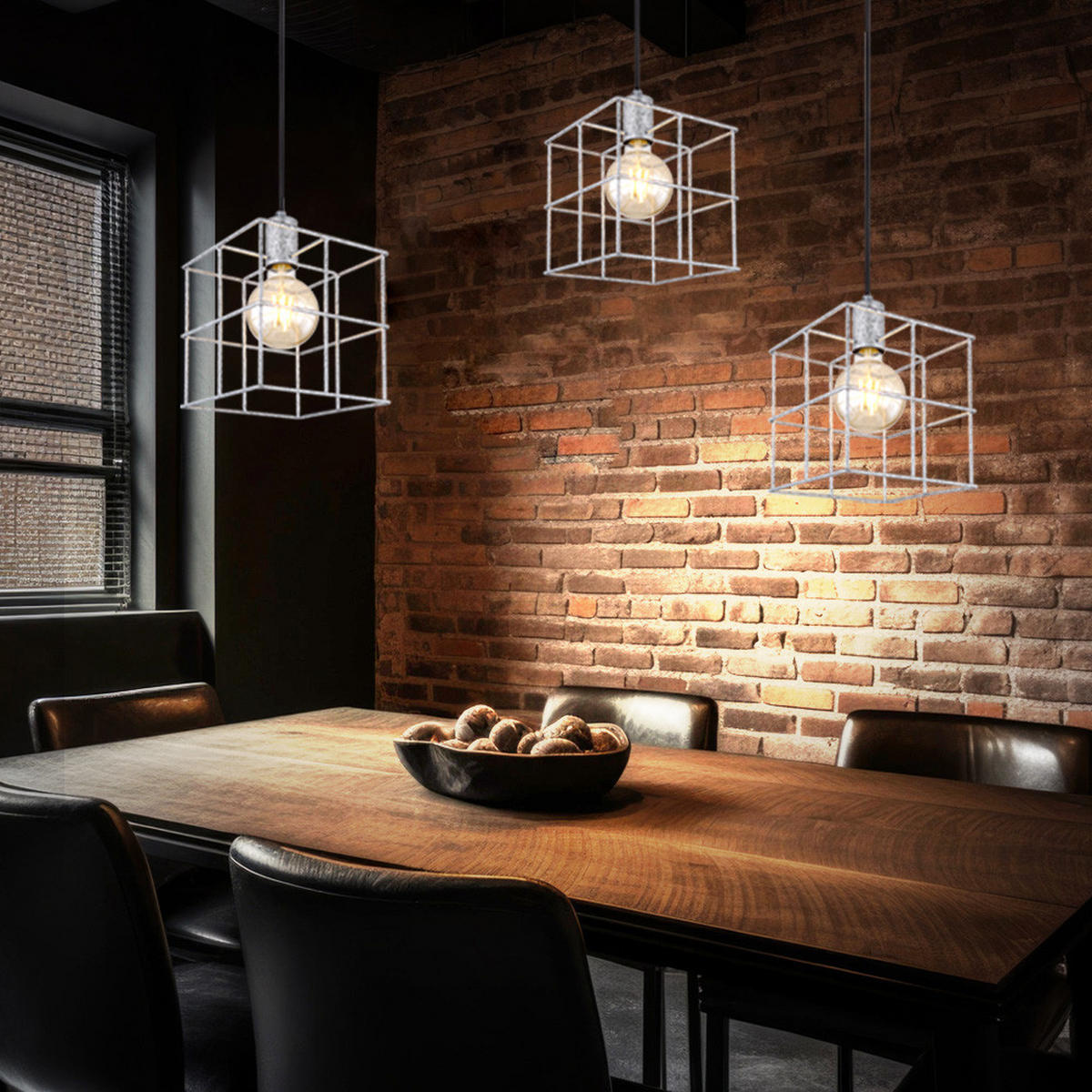 HÄNGELEUCHTE Metall Silber 3 Flammig Gitterschirme - Silberfarben, Metall (20/20/150cm) - Globo Lighting