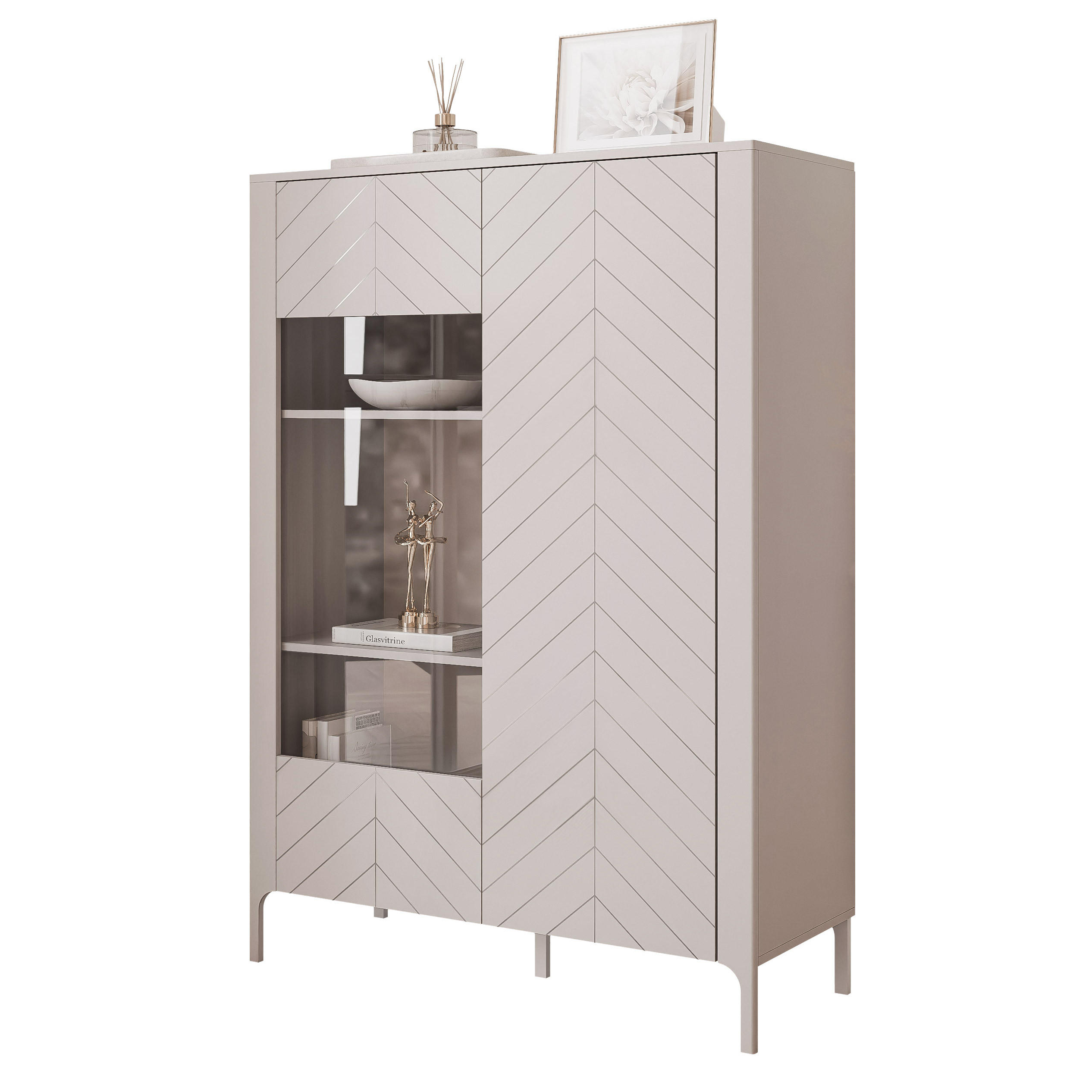 VITRINE LORIEN 103 cm Kaschmir - Kaschmir, Holzwerkstoff/Metall (103/145.1/40.6cm) - Idohome