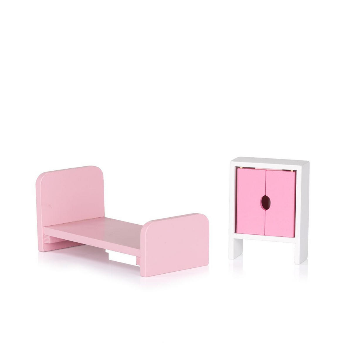 PUPPENHAUS DIWH02406 rosa 51 x 24 cm, MDF, 7-teiliges Möbel-Set, Balkon, 4 Räume, ab 3 Jahren - Rosa, Holz (24/72/51cm) - Chipolino