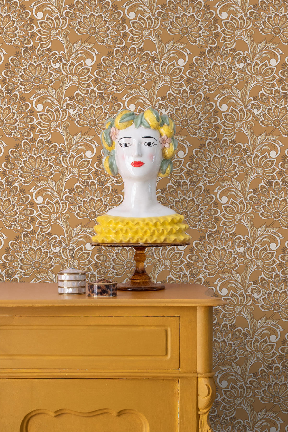 TAPETE Blumenmuster 50 x 900 cm - Braun, Papier (50/900cm) - ESTAhome