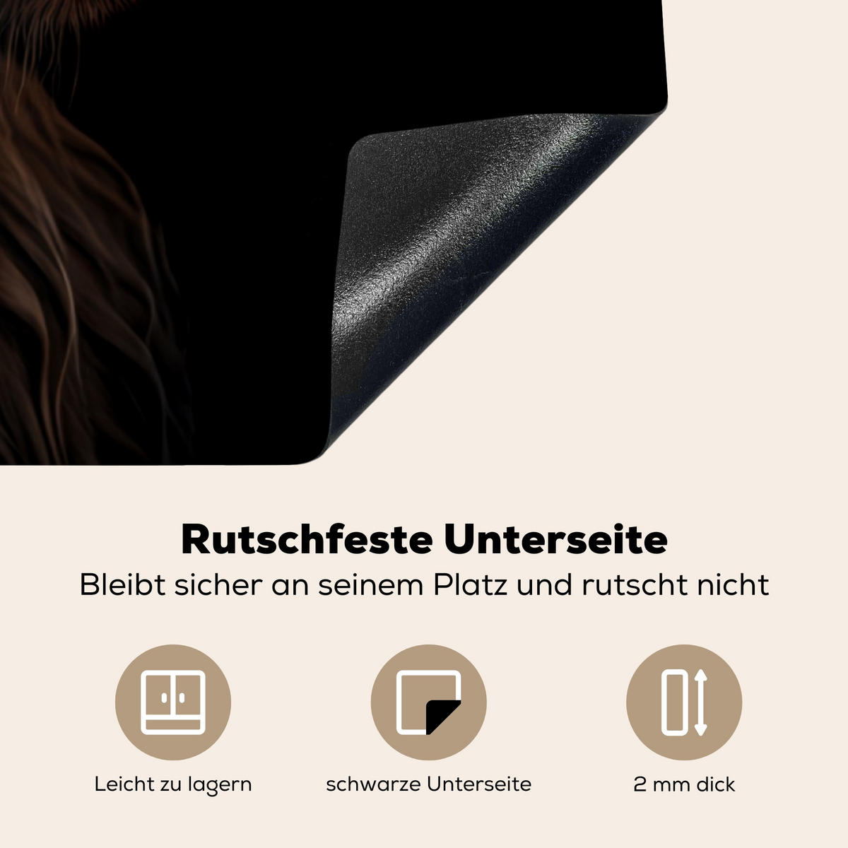 HERDABDECKPLATTE Schottischer Highlander - Porträt - Schwarz - Tier 90x52 cm - Braun, Kunststoff (90/0.2/52cm) - MuchoWow
