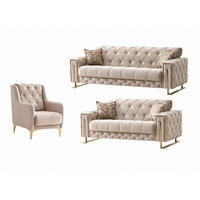 SITZGARNITUR Shimla, Beige Stellvariante 3+2+1 - Beige, Holzwerkstoff/Metall (220/80/100cm)