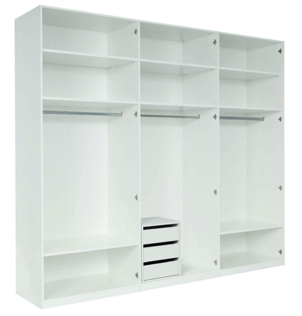KLEIDERSCHRANK Italia weiß matt / weiß hochglanz 270 / 59 / 237cm - Weiß Hochglanz/Weiß, Holz/Holzwerkstoff (270/237/59cm) - Feldmann-Wohnen
