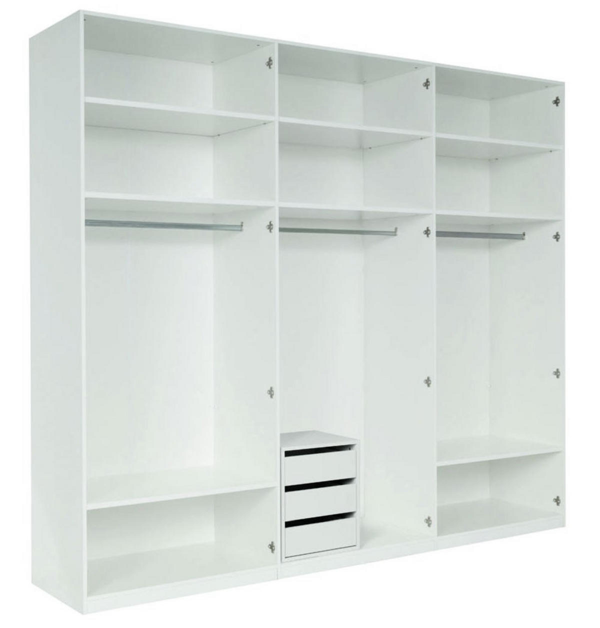KLEIDERSCHRANK Italia weiß matt / weiß hochglanz 270 / 59 / 237cm - Weiß Hochglanz/Weiß, Holz/Holzwerkstoff (270/237/59cm) - Feldmann-Wohnen
