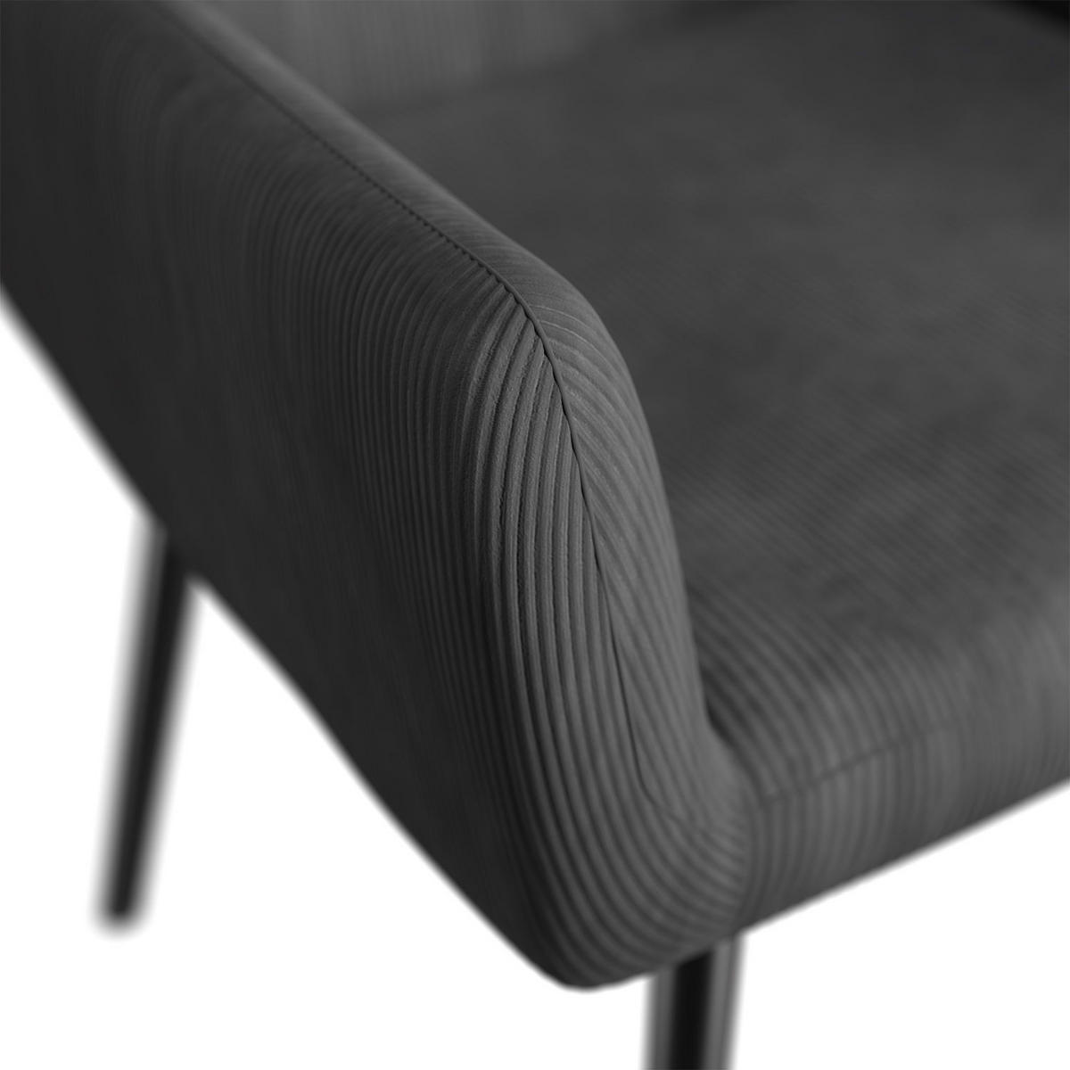 OHRENSESSEL Odense mit Hocker Cord Grau - Grau, Textil (68/95/73cm) - Juskys