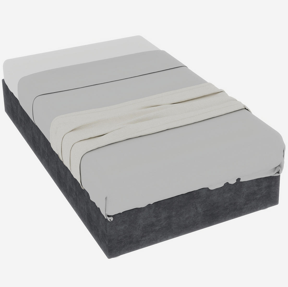POLSTERBETT 90/200 cm grau aus Stoff und Metall mit Stauraum - Grau, Textil (90/200cm) - OKWISH