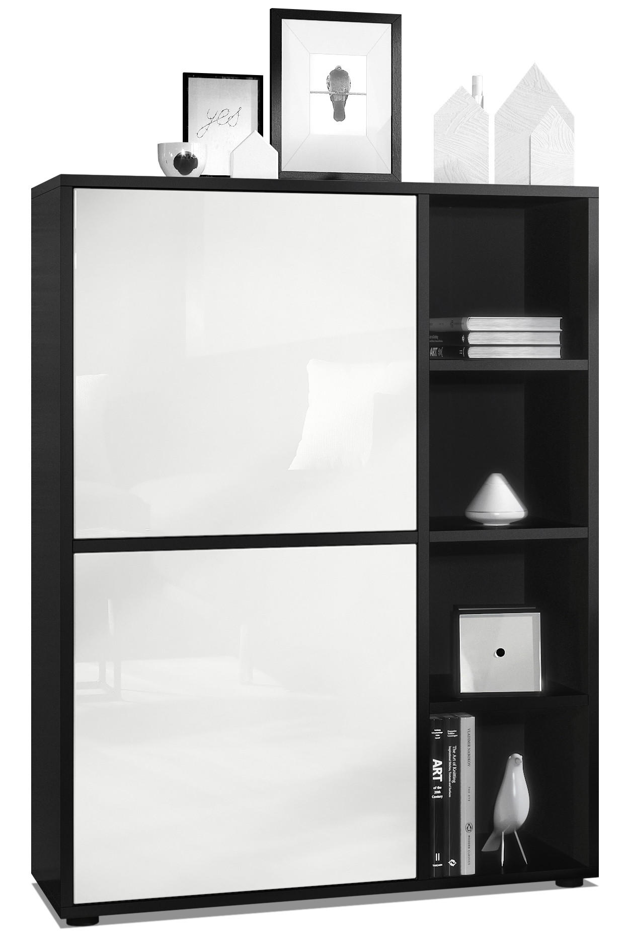 Vladon Highboard Weiß Hochglanz 79x105.5x35.5 cm