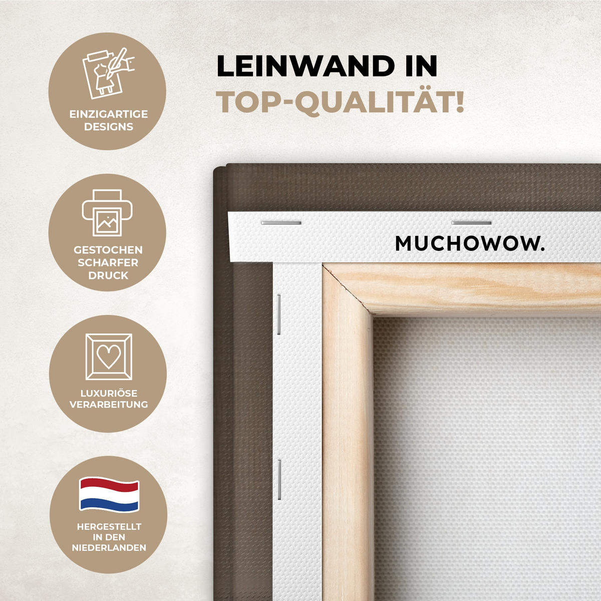LEINWANDBILD Farbe - Braun - Japandi 90x140 cm - Kupferfarben, Textil (90/140cm) - MuchoWow