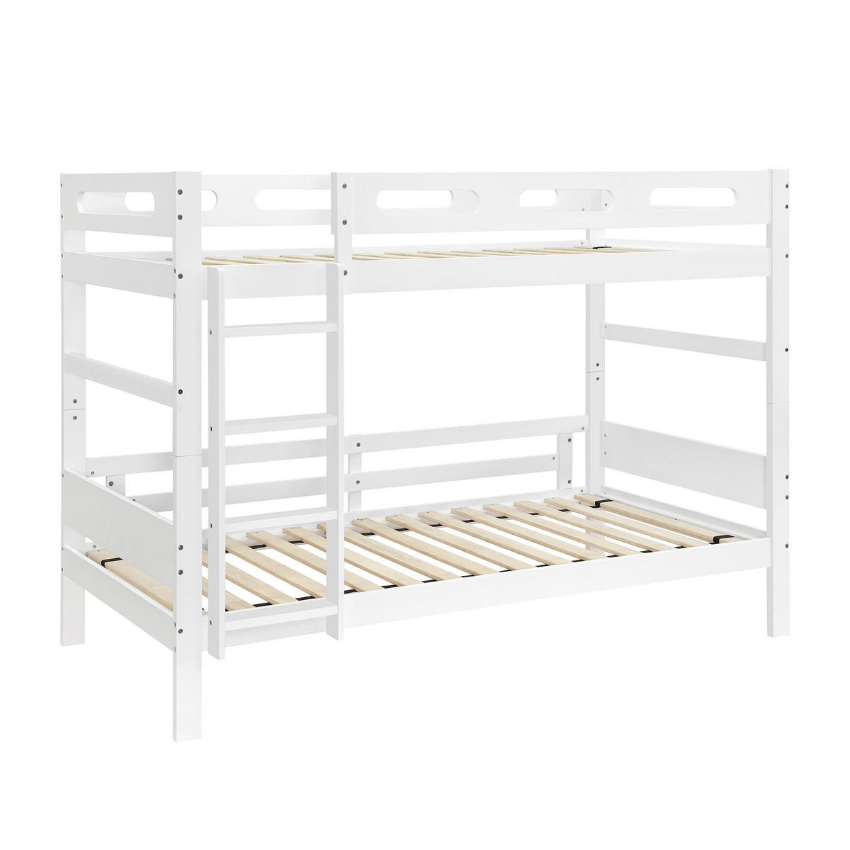 ETAGENBETT 90/200 cm & 90/200 cm in Weiß mit Leiter und Absturzsicherung - Naturfarben, Holz/Holzwerkstoff (90/200cm) - WISHDOR