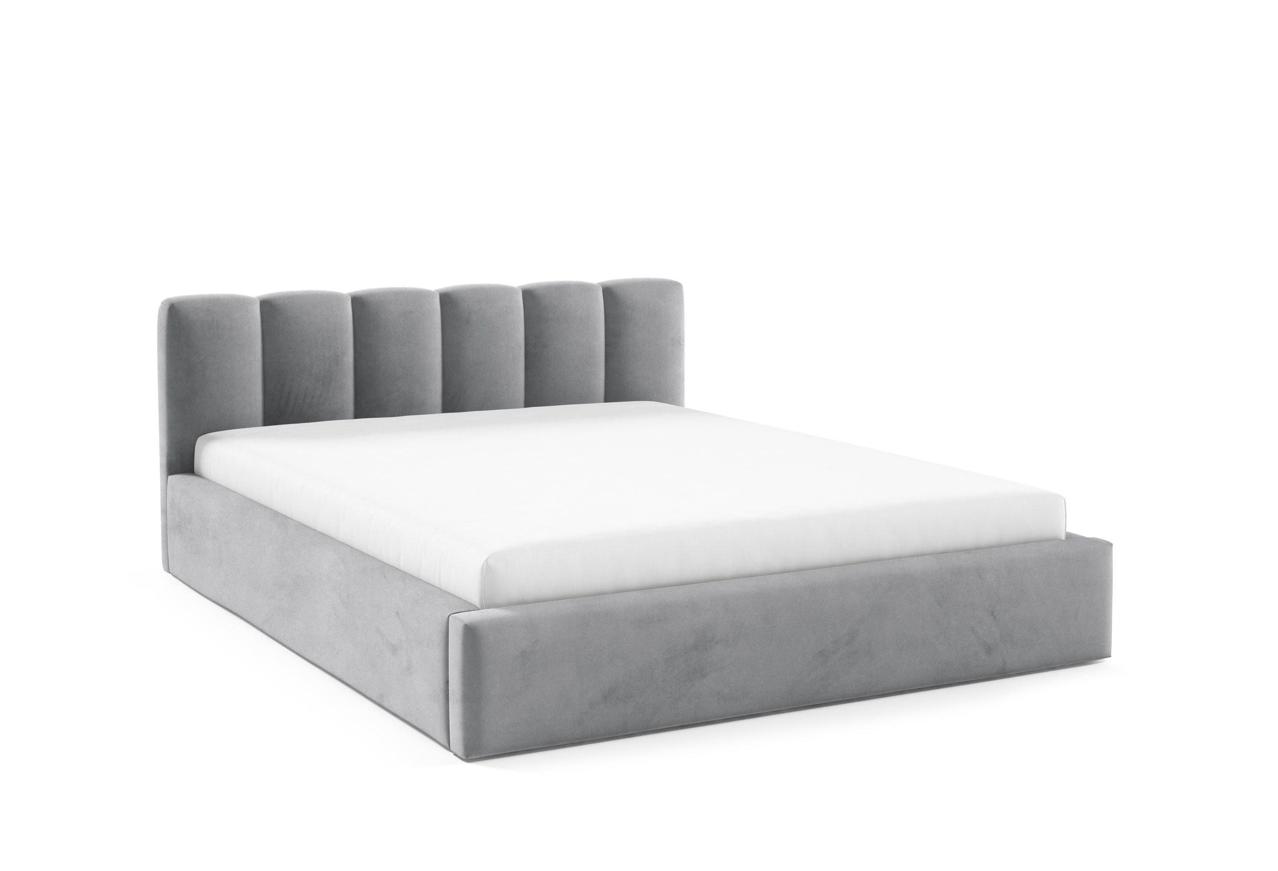 POLSTERBETT BERGO, 180x200 cm, Doppelbett mit Bettkasten, Velourstoff, Frabe: Grau - Grau, Holz/Textil (180/200cm)