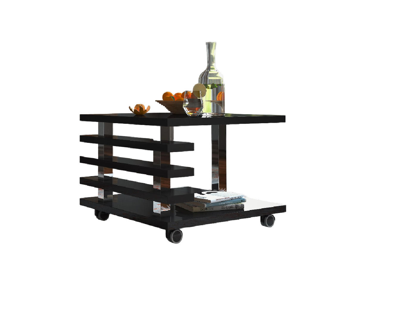 COUCHTISCH quadratisch Schwarz Hochglanz Rollen - Schwarz Hochglanz, Holzwerkstoff (60/60/45cm) - designimpex