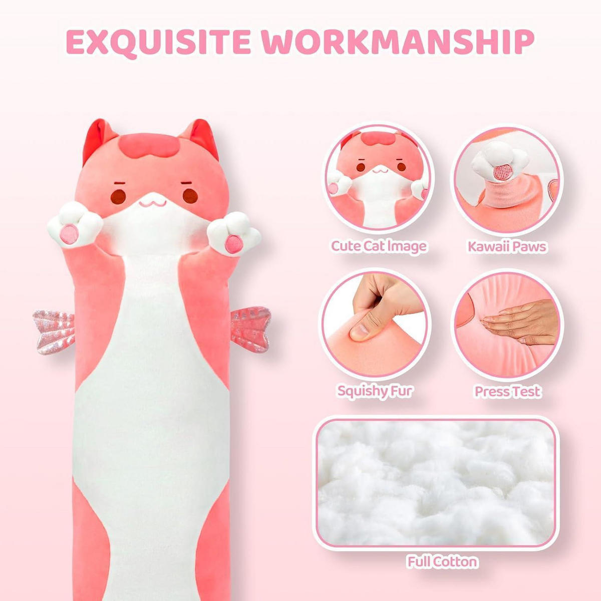 PLÜSCHKISSEN Katze 70 cm Rosa - Rosa, Textil (20/35cm)
