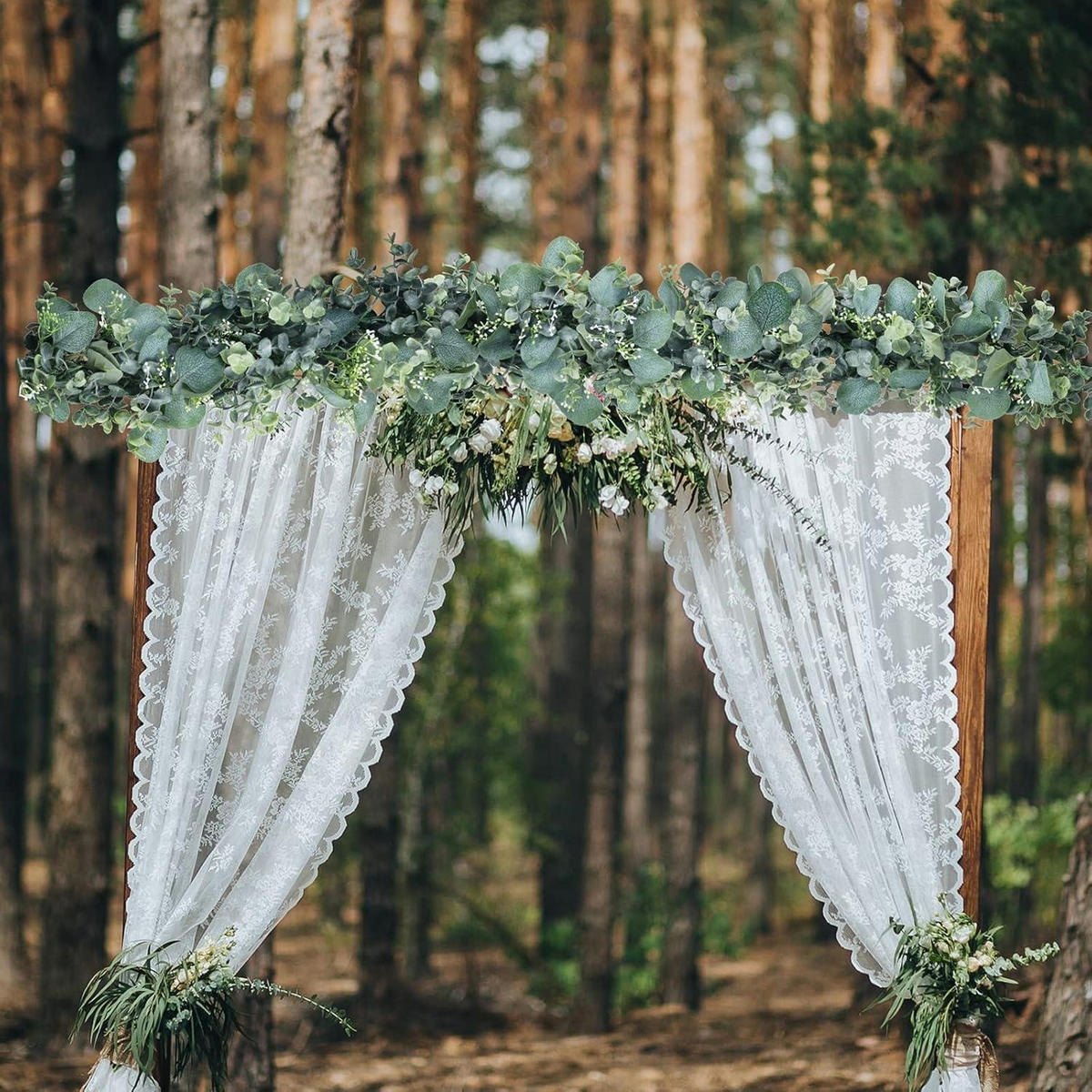 GIRLANDE Eukalyptus 2-teiliges Set mit Weidenblättern und weißen Blumen - Grün, Kunststoff (5cm)
