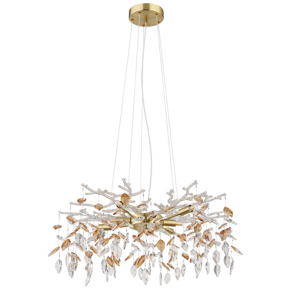 HÄNGELEUCHTE Glas Kristalle amber/goldfarben Ø61x120 cm - Goldfarben, Glas (61/61/120cm) - Globo Lighting