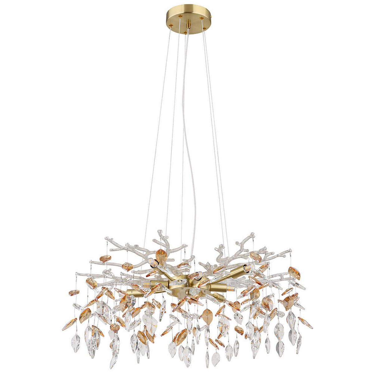 HÄNGELEUCHTE Glas Kristalle amber/goldfarben Ø61x120 cm - Goldfarben, Glas/Metall (61/61/120cm) - Globo Lighting