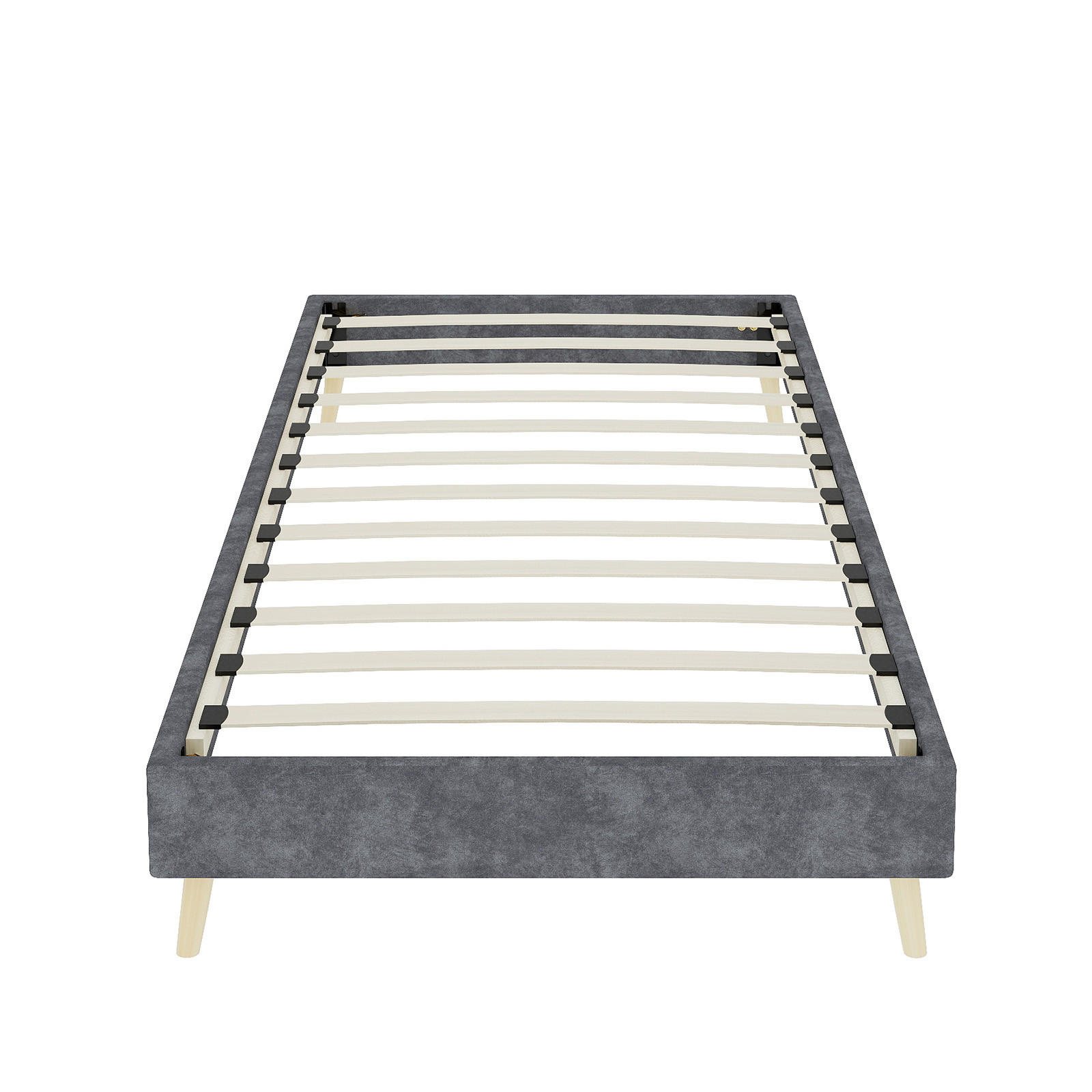POLSTERBETT 90/200 cm DE-35496 mit Samtbezug Grau - Grau, Metall (90/200cm) - ComfortXL