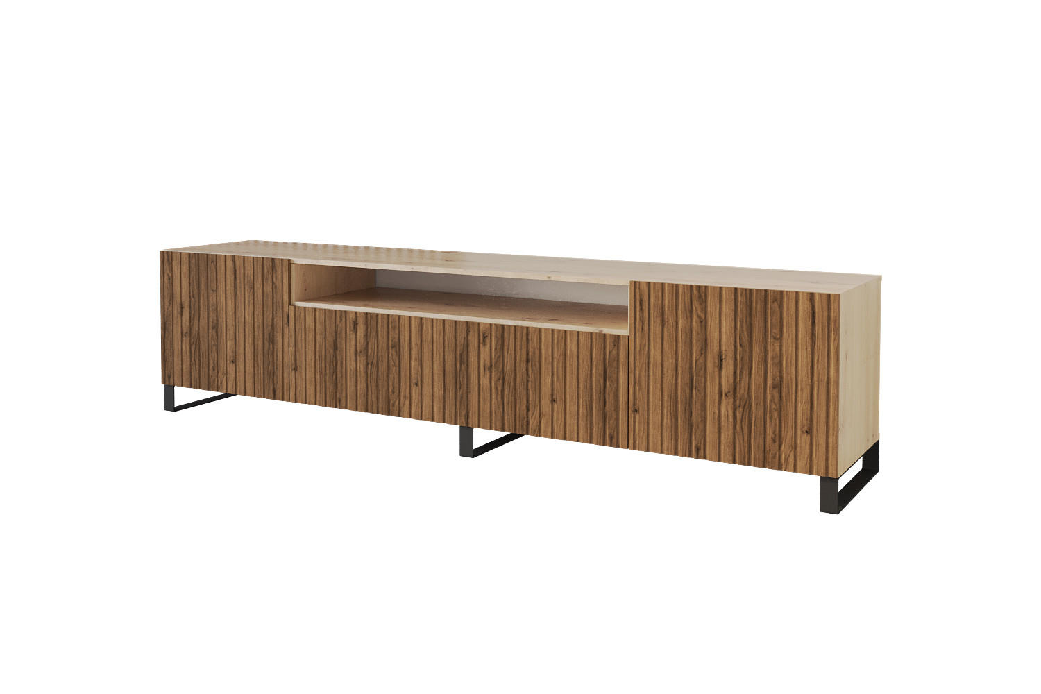 LOWBOARD KITO-S 200x53x41 cm - Artisan / Katania - Eiche Wotan/Schwarz, Holzwerkstoff (200/53/41cm) - ALTDECOR