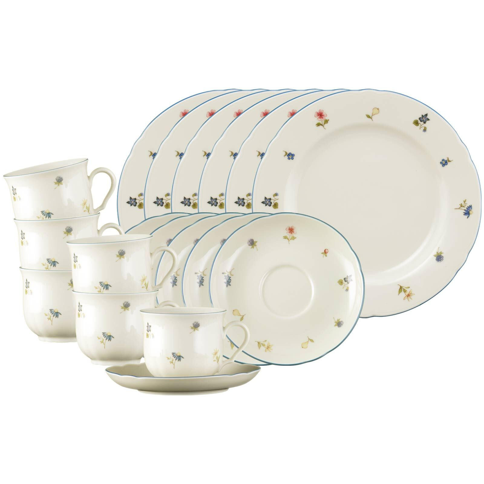 KAFFEESERVICE Marieluise Streublume bunt 18er Set - Multicolor, Keramik (1/1/1cm) - Seltmann Weiden