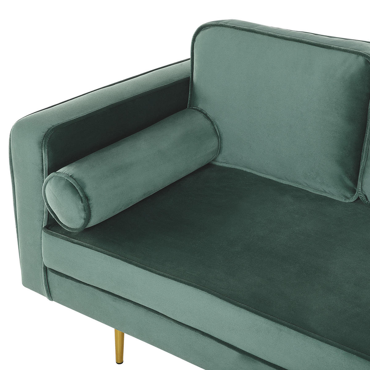CHAISELONGUE Samtstoff mintgrün linksseitig Miramas - Goldfarben/Mintgrün, Textil (171/63/79cm) - Beliani
