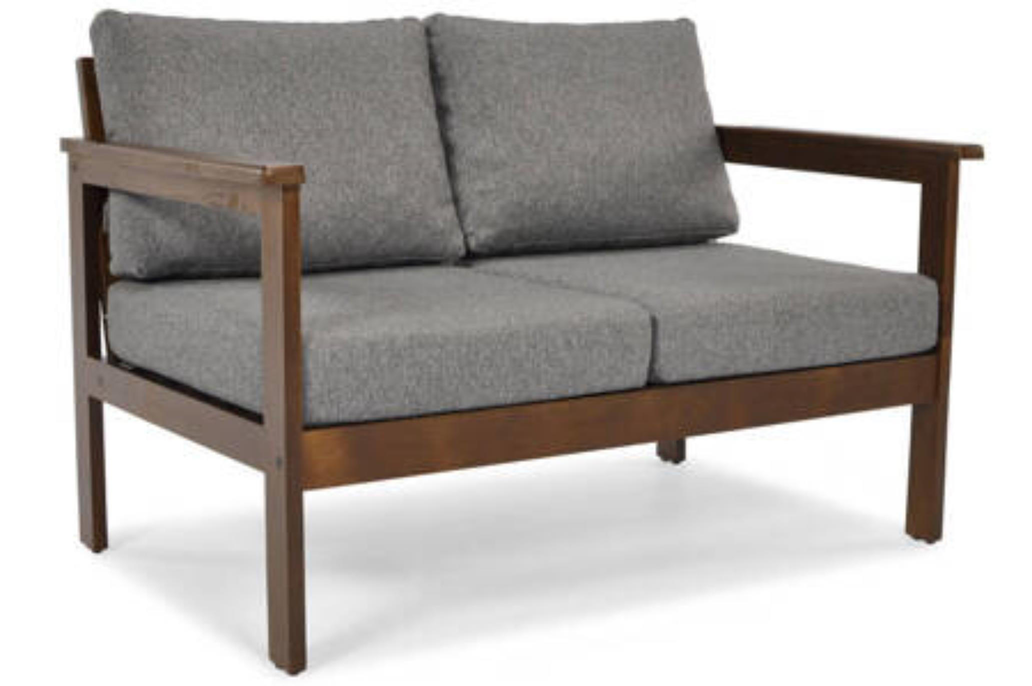 GARTENSOFA Bella Grau, mit braunen Beinen, 2-Sitzer - Grau, Holzwerkstoff (113/70/70cm) - Bettso