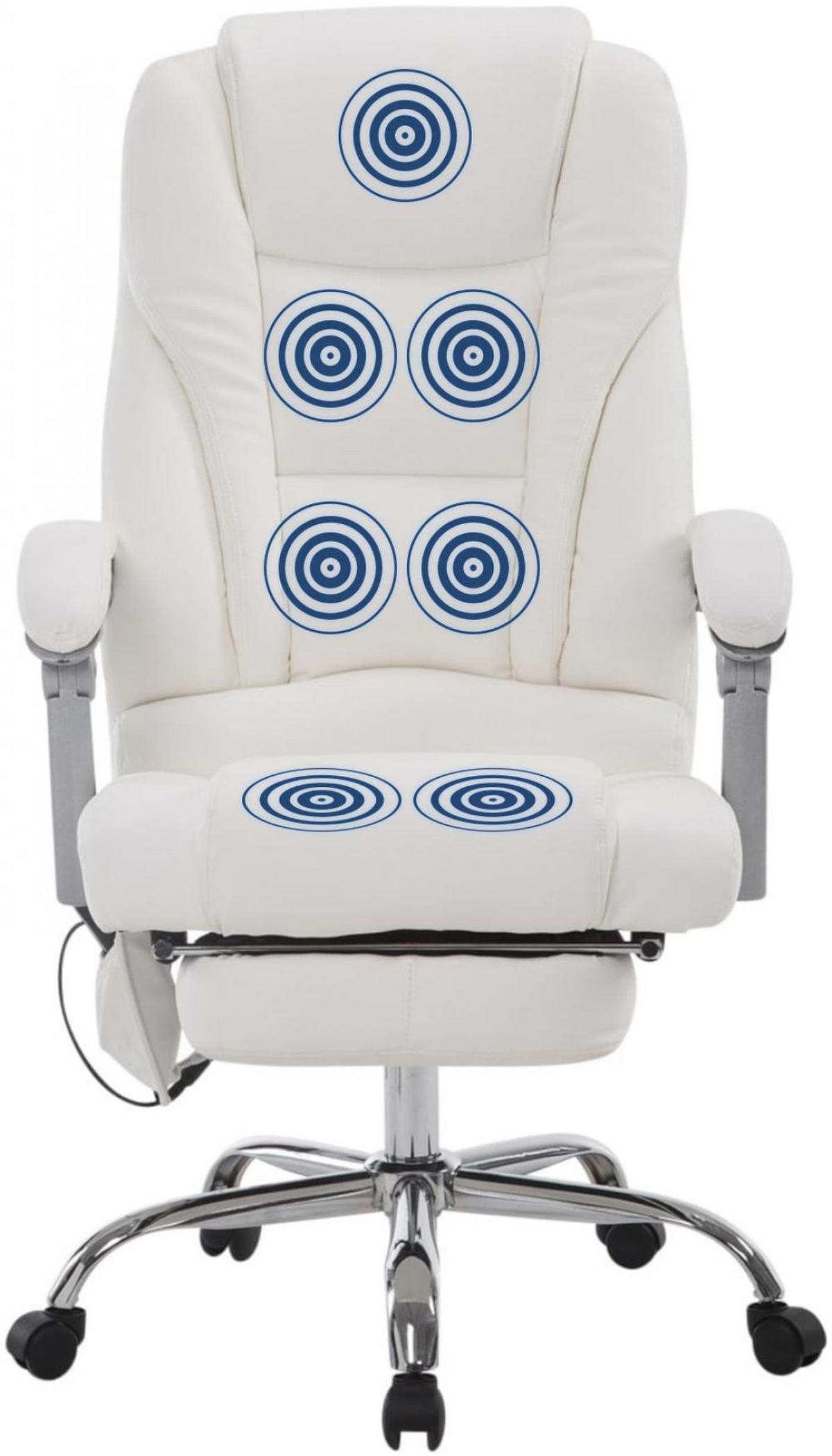 CHEFSESSEL Lederlook weiß - Weiß, Textil/Metall (68/118/64cm) - CLP